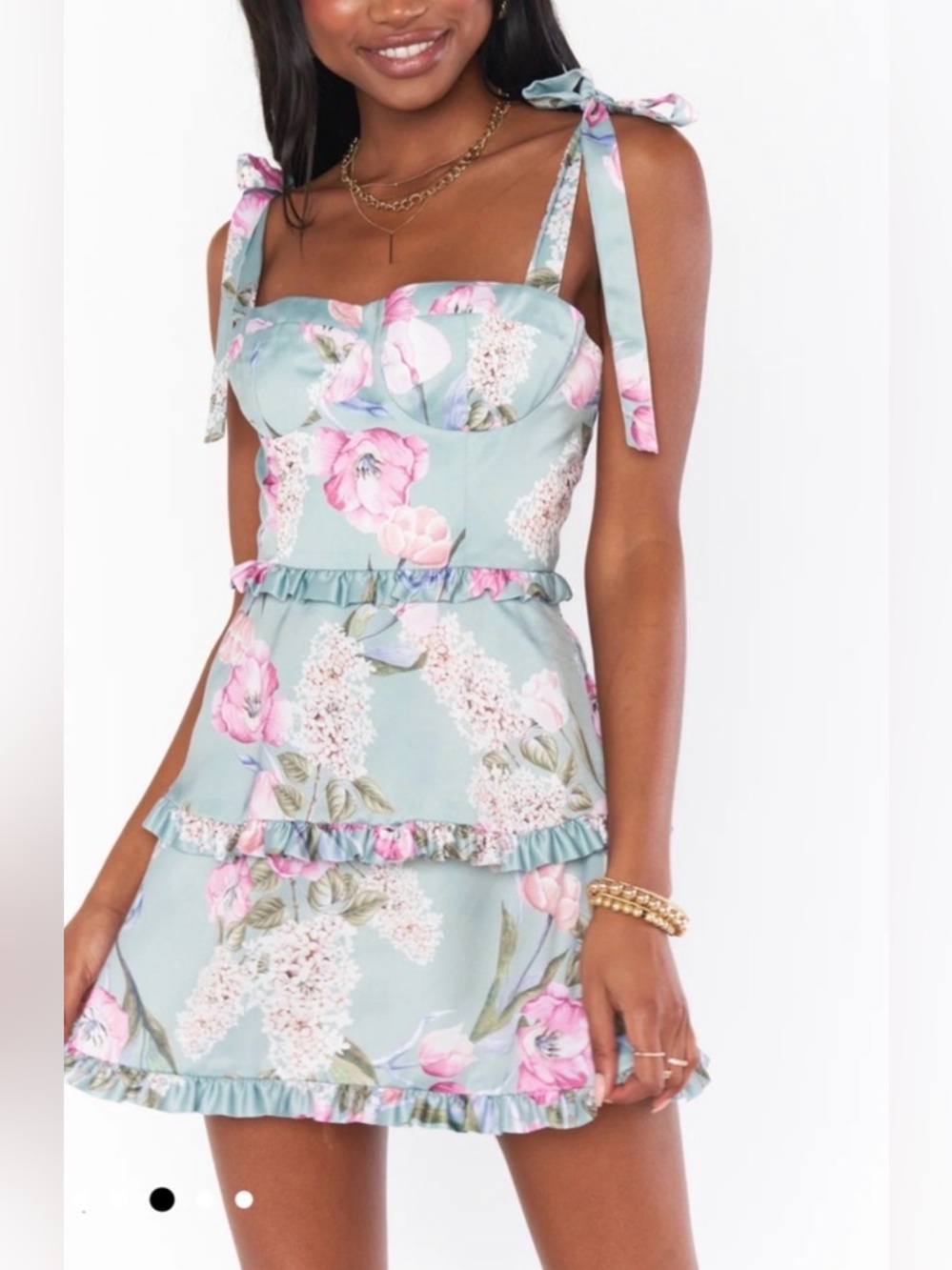 NWT Show Me Your MuMu Lady Corset Floral Mini Dress Sage Green & Pink Floral XXL